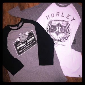 Men’s Volcom & Hurley 3/4 sleeve shirts